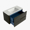 Mondiaz CIRO-DLUX Meuble de salle de bains - 90x45x50cm - Lavabo en solid surface Opalo - 1 vasque au milieu - 1 trou de robinet - 2 tiroirs - Shadow SW1532403