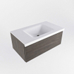 Mondiaz BUKLA Ensemble de meuble salle de bain - 80x45x34cm - 1 trou de robinet - lavabo centré - solid surface - Talc - sans poignée - 1 tiroir - Mélamine - Marron foncé SW704855
