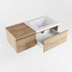 MONDIAZ BUKLA meuble de salle de bain 100cm avec module 40 couleur Chêne blanchi avec 2 tiroirs. Lavabo CLOUD à droite 1 trou de robinet couleur Talc. SW1382067