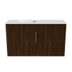 Mondiaz JOYA 70cm meuble de salle de bains - couleur Walnut - Vasque FAYE position Gauche Sans trou de robinet couleur Talc. SW1421252
