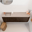 Mondiaz JOYA-DLUX 111.6cm toiletmeubel - ronding rechts kleur Walnut - Wastafel FAYE positie Links 1 kraangat kleur Saba. SW1424694