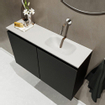 MONDIAZ TURE Kit lave-mains - 80x23x50cm - 0 trous de robinet - 2 portes - urban mat - Lavabo à droite - Solid Surface Blanc SW474906