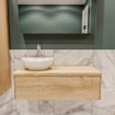 MONDIAZ LUSH Ensemble de meuble salle de bain - 100cm - 1 tiroir - lavabo BARCO - vasque à gauche - 1 trou de robinet - chêne blanchi SW409518