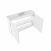 MONDIAZ TURE-DLUX Meuble toilette - 80cm - Talc - EDEN - vasque Opalo - position centrale - 1 trou de robinet SW1104156