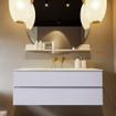 MONDIAZ VICA-DLUX Ensemble meuble de salle de bains - 130cm - meuble bas cale - 2 tiroirs - lavabo encastré cloud central - sans trous de robinet - version hauteur 60cm - frape SW1089037