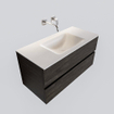 Mondiaz VICA Meuble Dark brown avec 2 tiroirs 100x50x45cm vasque lavabo Cloud centre sans trou de robinet SW409903