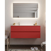 Mondiaz VICA ensemble de meuble de salle de bain - 120cm - meuble sous-vasque fire - 2 tiroirs - lavabo moon gauche - 1 trou de robinet - miroir LED - version XL 60cm de haut SW1097969