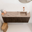 Mondiaz JOYA-DLUX Meuble de salle de bains 101.6cm - arrondi gauche couleur Walnut - Vasque FAYE position Droite Sans trou de robinet couleur Arena SW1424373