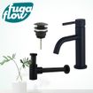 FugaFlow Eccelente Sobrado Slim Slim Kit mitigeur lavabo - robinet bas - bonde clic clac - siphon design bas - Noir mat SW1124380