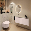 MONDIAZ TURE-DLUX Meuble toilette - 100cm - Rosee - EDEN - vasque Opalo - position gauche - sans trou de robinet SW1104507