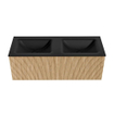 MONDIAZ KURVE 120cm Meuble salle de bain - couleur Oak - 1 tiroir - vasque CLOUD double - sans trous de robinet - Urban SW1138429