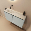 MONDIAZ TURE-DLUX Meuble toilette - 80cm - Greey - EDEN - vasque Ostra - position gauche - sans trou de robinet SW1104838
