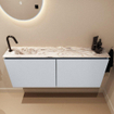 MONDIAZ TURE-DLUX Meuble toilette - 120cm - Clay - EDEN - vasque Glace - position gauche - 1 trou de robinet SW1103217