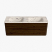 Mondiaz CIRO-DLUX Meuble de salle de bains - 140x45x50cm - Plan vasque solid surface Nata - 2 vasques double - 2 trous de robinetterie - 4 tiroirs - Noyer SW1530641