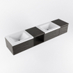 MONDIAZ BUKLA 200cm ensemble de meuble avec module ouvert 40 gauche couleur Marron Foncé avec 3 tiroirs. Lavabo CLOUD double 0 trou de robinet couleur Talc. SW1382135
