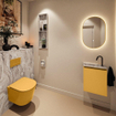 MONDIAZ TURE-DLUX 40cm toiletmeubel Ocher. EDEN wastafel Glace positie links. Met 1 kraangat. SW1103383