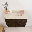 Mondiaz JOYA-DLUX Meuble de salle de bains - 51,6cm - arrondi gauche couleur Walnut - Vasque FAYE position droite 1 trou de robinet couleur Frappe. SW1422339