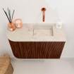 Mondiaz JOYA-DLUX 61.6cm toiletmeubel - ronding links kleur Ruby - Wastafel FAYE positie Rechts Zonder kraangat kleur Frappe. SW1423488