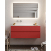 Mondiaz VICA ensemble de meuble de salle de bain - 120cm - meuble sous-vasque fire - 2 tiroirs - lavabo moon gauche - sans trou de robinet - miroir LED - version XL 60cm de haut SW1097978