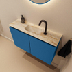 MONDIAZ TURE-DLUX Meuble toilette - 80cm - Jeans - EDEN - vasque Frappe - position centrale - 1 trou de robinet SW1102803