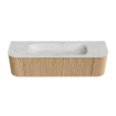 MONDIAZ KURVE-DLUX 160cm Meuble salle de bain avec module 25 G et D - couleur Oak - 1 tiroir - 2 portes - vasque BIG MEDIUM centre - 1 trou de robinet - couleur Opalo SW1137542