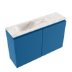 MONDIAZ TURE-DLUX Meuble toilette - 80cm - Jeans - EDEN - vasque Frappe - position gauche - sans trou de robinet SW1102811