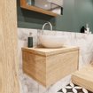 ENSEMBLE DE MEUBLE MONDIAZ LUSH - 60cm - 1 tiroir - lavabo BARCO - vasque centrale - 1 trou de robinet - chêne blanchi SW409538