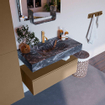 Mondiaz ALAN-DLUX Ensemble de meuble - 90cm - meuble Oro mat - 1 tiroir - Lavabo Cloud Lava suspendu - vasque Centre - 1 trou de robinet SW808733