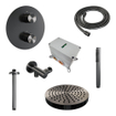 BRAUER Stripe Thermostatische Inbouw Regendouche - 3-weg - rond - SET 39 - 25cm douchekop - plafondarm - staaf handdouche - doucheslang - wandaansluitbocht - gunmetal geborsteld PVD SW1435012