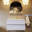 Mondiaz VICA-DLUX ensemble de meuble de salle de bain - 90cm - meuble sous-vasque cale - 2 tiroirs - lavabo encastré cloud milieu - 1 trou de robinet - version haute de 60cm - ostra SW1087471