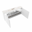 MONDIAZ TURE-DLUX Meuble de toilettes 120 cm Talc. EDEN lavabo Frappe position milieu. Sans trou de robinet. SW1102600