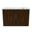 Mondiaz JOYA 60cm toiletmeubel - kleur Walnut - Wastafel FAYE positie Rechts Zonder kraangat kleur Talc. SW1421300