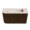 Mondiaz JOYA-DLUX 71.6cm toiletmeubel - ronding links kleur Walnut - Wastafel FAYE positie Rechts Zonder kraangat kleur Nata. SW1424529