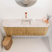 Mondiaz JOYA-DLUX Meuble WC 113,2 cm - arrondi gauche et droite couleur Chêne - Lavabo FAYE position Milieu Sans trou de robinet couleur Nata. SW1424068