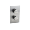 Fortifura Calvi Ensemble de douche de tête encastré - thermostatique - bras de plafond - douche de tête 25 cm - douchette bâton - flexible de douche lisse - Acier inoxydable brossé PVD (Inox) SW1233142