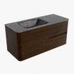 Mondiaz CIRO-DLUX Meuble de salle de bains - 110x45x50cm - Vasque en solid surface Lava - 1 lavabo à gauche - sans trous de robinetterie - 2 tiroirs - Noyer SW1530320