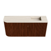 Mondiaz JOYA-DLUX 91.6cm meuble de toilette - arrondi gauche couleur Ruby - Vasque FAYE position Droite 1 trou de robinet couleur Meli. SW1425380