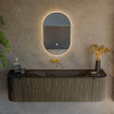 Mondiaz KURVE Ensemble de meuble de salle de bains - 160x46x40cm - 1 tiroir - 2 portes - lavabo solid surface - central - sans trou de robinet - Shadow SW1414260