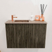 Mondiaz JOYA-DLUX 60cm toiletmeubel - kleur Shadow - Wastafel FAYE positie Links 1 kraangat kleur Arena. SW1424788