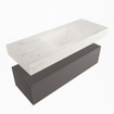 Mondiaz ALAN-DLUX Ensemble de meuble - 120cm - meuble Dark grey mat - 1 tiroir - Lavabo Cloud Ostra suspendu - vasque Centre - 1 trou de robinet SW807222