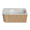 MONDIAZ KURVE-DLUX 95cm Meuble salle de bain avec module 25 G - couleur Oak - 1 tiroir - 1 porte - vasque BIG SMALL droite - sans trou de robinet - couleur Glace SW1137930