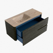 Mondiaz CIRO-DLUX Meuble de salle de bains avec vasque - 110x45x50cm - Vasque en solid surface Saba - 1 lavabo à gauche - 1 trou de robinet - 2 tiroirs - Shadow SW1532689