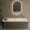 Mondiaz KURVE Ensemble de meubles de salle de bains - 135x46x40cm - 1 tiroir - 1 porte - lavabo solid surface - droit - sans trou de robinet - Shadow SW1414242