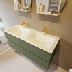 Mondiaz VICA-DLUX Ensemble de meuble de salle de bain - 120cm - meuble sous-vasque armée - 4 tiroirs - lavabo encastré nuage double - 2 trous de robinet - miroir modèle spot - version XL 60cm de haut - opalo SW1098998