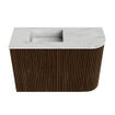 Mondiaz JOYA-DLUX 61.6cm toiletmeubel - ronding rechts kleur Walnut - Wastafel FAYE positie Links 1 kraangat kleur Opalo. SW1422545