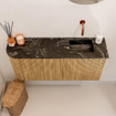 Mondiaz JOYA-DLUX Meuble de salle de bains 91,6cm - arrondi gauche couleur Chêne - Vasque FAYE position Droite Sans trou de robinet couleur Lava SW1422088