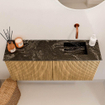 Mondiaz JOYA-DLUX 90cm meuble de salle de bains - couleur Chêne - Vasque FAYE position Droite Sans trou de robinet couleur Lava. SW1422075