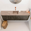 Mondiaz JOYA-DLUX 123.2cm toiletmeubel - ronding links en rechts kleur Shadow - Wastafel FAYE positie Midden Zonder kraangat kleur Arena. SW1424854