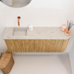 Mondiaz JOYA-DLUX 101.6cm toiletmeubel - ronding rechts kleur Oak - Wastafel FAYE positie Links Zonder kraangat kleur Opalo. SW1422176