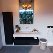 Mondiaz ALAN-DLUX Ensemble de meuble - 120cm - meuble Urban mat - 2 tiroirs - Lavabo Cloud Frappe suspendu - vasque Centre - 0 trous de robinet SW805264